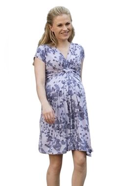 Seraphine Lavendar Blossom Knot Front Maternity Dress sz 10 (Sookie True Blood)